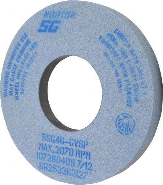 Norton - 12" Diam x 5" Hole x 1-1/2" Thick, G Hardness, 46 Grit Surface Grinding Wheel - Ceramic, Type 5, Coarse Grade, 2,070 Max RPM, Vitrified Bond, One-Side Recess - Industrial Tool & Supply
