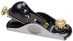 Stanley - 6-3/8" OAL, 1-5/8" Blade Width, Block Plane - High Carbon Steel Blade, Cast Iron Body - Industrial Tool & Supply