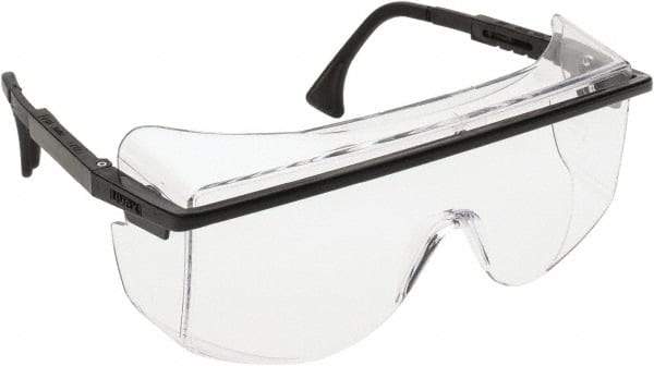 Uvex - Clear Lenses, Safety Glasses - Black Frame - Industrial Tool & Supply