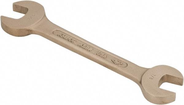 Ampco - 7/8" x 15/16" Nonsparking Open End Wrench - 9" OAL, Double End, Plain Finish, 15° Head Angle - Industrial Tool & Supply