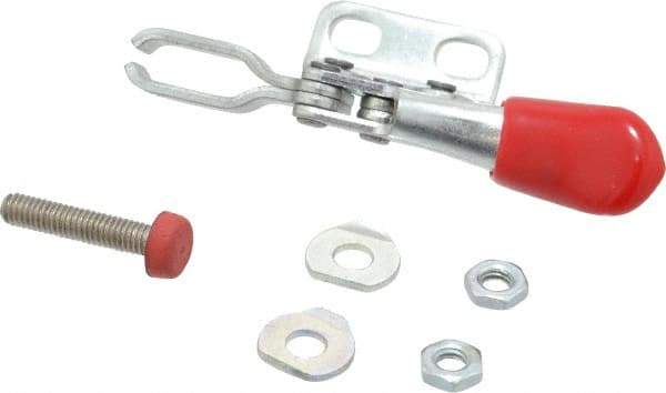 De-Sta-Co - 60 Lb Holding Capacity, Horizontal Handle, Manual Hold Down Toggle Clamp - 80° Handle Movement, 90° Bar Opening, U-Bar, Right Flanged Base, Electro-Plated Zinc, Carbon Steel - Industrial Tool & Supply