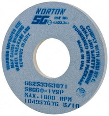 Norton - 14" Diam x 5" Hole x 1" Thick, I Hardness, 60 Grit Surface Grinding Wheel - Ceramic, Type 1, Medium Grade, 1,800 Max RPM, Vitrified Bond, No Recess - Industrial Tool & Supply