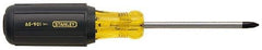 Stanley - #1, 6-3/4" OAL, Standard Phillips Screwdriver - 3" Blade Length, Round Shank, Acetate with Rubber Grip Handle - Industrial Tool & Supply