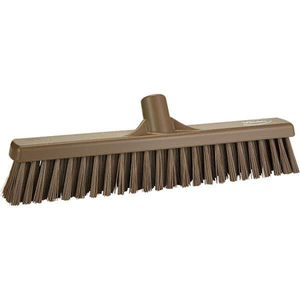 Vikan - 16" Fine Particle Polyester Push Broom - 2" Bristle Length, Plastic Block, European Threaded Handle Connection, Handle Sold Separately - Industrial Tool & Supply