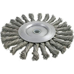Brush Research Mfg. - 7" OD, 1/2 & 5/8" Arbor Hole, Knotted Carbon Wheel Brush - 1/2" Face Width, 1-11/16" Trim Length, 7,000 RPM - Industrial Tool & Supply
