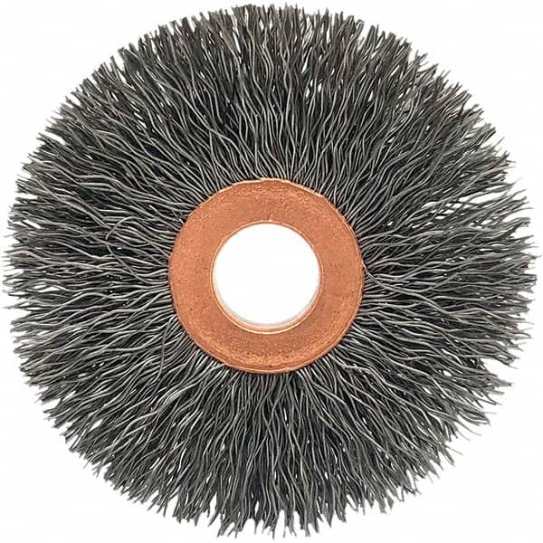Brush Research Mfg. - 2-1/2" OD, 1/2" Arbor Hole, Crimped Stainless Steel Wheel Brush - Industrial Tool & Supply