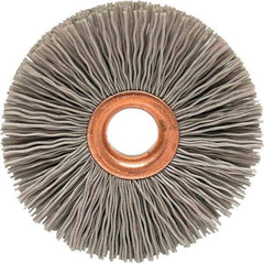 Brush Research Mfg. - 3-1/2" OD, 5/8" Arbor Hole, Crimped Abrasive Nylon Wheel Brush - 3/4" Face Width, 3/16" Trim Length, 20,000 RPM - Industrial Tool & Supply