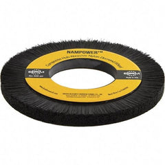 Brush Research Mfg. - 7-7/8" OD, 3-1/4" Arbor Hole, Crimped Abrasive Nylon Wheel Brush - 0.394" Face Width, 1.1811" Trim Length, 3,600 RPM - Industrial Tool & Supply