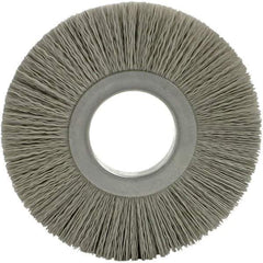 Brush Research Mfg. - 8" OD, 3-1/4" Arbor Hole, Crimped Abrasive Nylon Wheel Brush - 17/32" Face Width, 1-7/8" Trim Length, 5,000 RPM - Industrial Tool & Supply