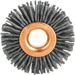 Brush Research Mfg. - 1-1/2" OD, 3/8" Arbor Hole, Crimped Abrasive Nylon Wheel Brush - 5/16" Face Width, 3/8" Trim Length, 20,000 RPM - Industrial Tool & Supply
