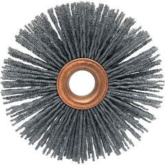 Brush Research Mfg. - 1-1/2" OD, 3/8" Arbor Hole, Crimped Abrasive Nylon Wheel Brush - 5/16" Face Width, 3/8" Trim Length, 20,000 RPM - Industrial Tool & Supply