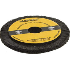 Brush Research Mfg. - 3-15/16" OD, Crimped Abrasive Nylon Wheel Brush - 0.197" Face Width, 0.492" Trim Length, 3,600 RPM - Industrial Tool & Supply