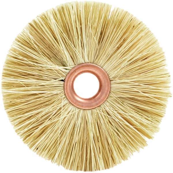 Brush Research Mfg. - 2" OD, 1/2" Arbor Hole, Crimped Tampico Wheel Brush - 3/8" Face Width, 9/16" Trim Length, 20,000 RPM - Industrial Tool & Supply