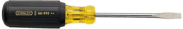 Stanley - 3/8" Blade Width, 13-3/8" OAL Standard Slotted Screwdriver - 8" Blade Length, Round Shank, Acetate with Rubber Grip Handle - Industrial Tool & Supply