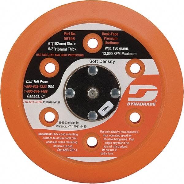 Dynabrade - 6" Diam Disc Backing Vacuum Replacement Pad - Soft Density, 13,000 RPM - Industrial Tool & Supply
