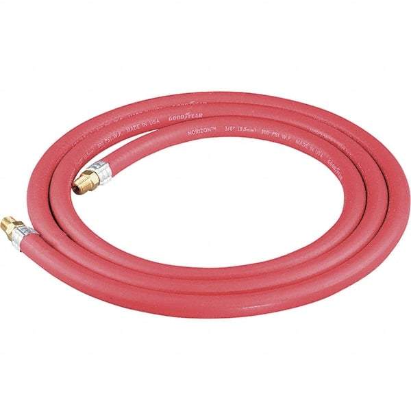 Dynabrade - 3/8" ID x 11/16" OD 8' Long Hose - Male/Male Ends, 90 Working psi, 1/4" Fitting, Red - Industrial Tool & Supply
