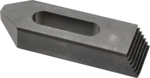 Jergens - 1/2" Stud, Low Carbon Steel, Plain Strap Clamp - 1-1/4" Travel, 4" OAL x 1-1/4" Wide x 3/4" High, Black Oxide Finish, Tapered Nose - Industrial Tool & Supply