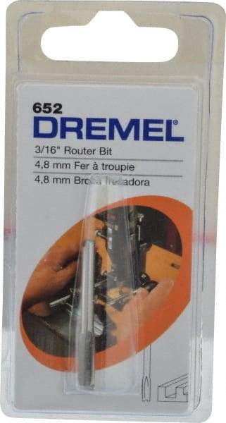 Dremel - 3/16" Diam, 1/8" Shank Diam, Straight Router Bit - 1-13/64" Overall Length, High Speed Steel - Industrial Tool & Supply