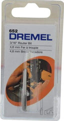 Dremel - 3/16" Diam, 1/8" Shank Diam, Straight Router Bit - 1-13/64" Overall Length, High Speed Steel - Industrial Tool & Supply