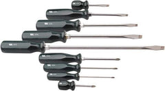 SK - 9 Piece Phillips & Slotted Screwdriver Set - Bit Sizes: Philips #0 to #2 - Industrial Tool & Supply