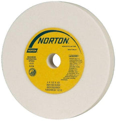 Norton - 100 Grit Aluminum Oxide Type 1 Internal Grinding Wheel - 4" Diam x 1/2" Hole x 1/2" Thick, 8,120 Max RPM, Type 1 Fine Grade, K Hardness, Vitrified Bond, No Recess - Industrial Tool & Supply