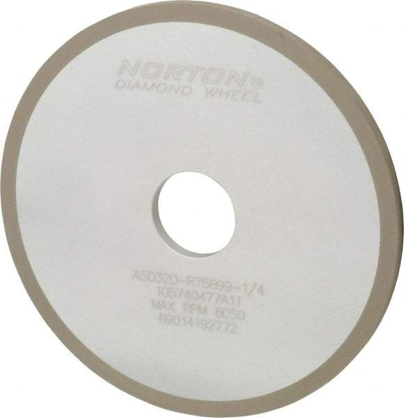 Norton - 6" Diam x 1-1/4" Hole x 1/4" Thick, 320 Grit Surface Grinding Wheel - Diamond, Type 1A1, Extra Fine Grade, Resinoid Bond - Industrial Tool & Supply