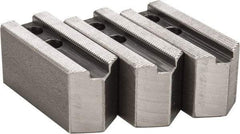 H & R Manufacturing - 1.5mm x 60° Serrated Attachment, Square Soft Lathe Chuck Jaw - 3 Jaws, Steel, 0.787" Btw Mount Hole Ctrs, 3-1/8" Long x 1-1/4" Wide x 1-1/2" High, 0.472" Groove, 10mm Fastener - Industrial Tool & Supply