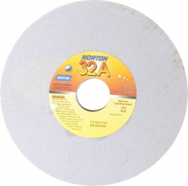 Norton - 7" Diam x 1-1/4" Hole x 1/2" Thick, J Hardness, 120 Grit Surface Grinding Wheel - Aluminum Oxide, Type 1, Fine Grade, 3,600 Max RPM, Vitrified Bond, No Recess - Industrial Tool & Supply