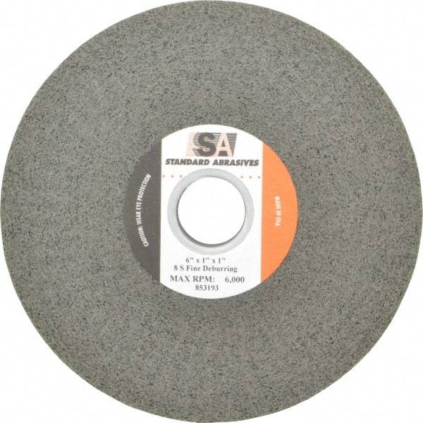 Standard Abrasives - 6" Diam, 1" Face Width, 1" Center Hole, Fine Grade, Silicon Carbide Deburring Wheel - Convolute, Medium Density 8 Grade, 6,000 RPM - Industrial Tool & Supply