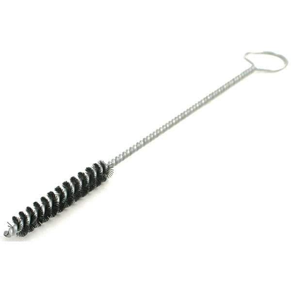Brush Research Mfg. - 1-1/2" Diam Helical Nylon Tube Brush - Single Spiral, 0.022" Filament Diam, 2-1/2" Brush Length, 6-1/2" OAL, 0.245" Diam Galvanized Steel Shank - Industrial Tool & Supply