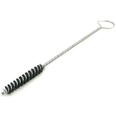 Brush Research Mfg. - 1-1/2" Diam Helical Nylon Tube Brush - Single Spiral, 0.022" Filament Diam, 3" Brush Length, 12" OAL, 0.245" Diam Galvanized Steel Shank - Industrial Tool & Supply