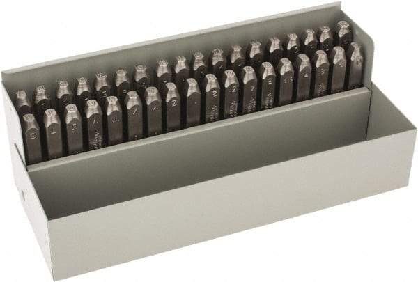 C.H. Hanson - 36 Piece, 1/8" Character Steel Stamp Set - Letters & Figures, Low Stress Round Face Dot - Industrial Tool & Supply