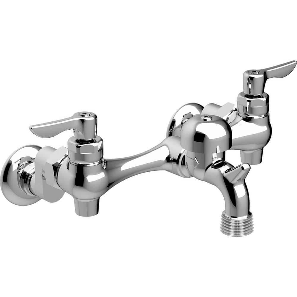 Lavatory Faucets; Type: Service Sink Faucet with Offset Shanks; Inlet Location: Back; Spout Type: Standard; Inlet Pipe Size: 1/2 in; Design: Two Handle; Inlet Gender: Female; Handle Type: Lever; Maximum Flow Rate: 2.2; Mounting Centers: 8; Material: Cast