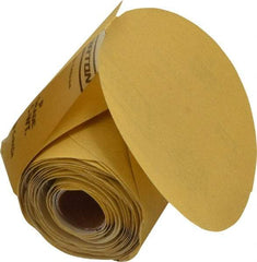 Norton - 5" Diam, 320 Grit Aluminum Oxide Adhesive PSA Disc - Very Fine Grade, Gold, C Weighted Backing, Flexible - Industrial Tool & Supply