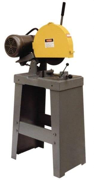 Kalamazoo - 14" Blade Diam, 1" Arbor Hole, Straight Chop & Cutoff Saw - 3 Phase, 4,400 RPM, 5 hp, 220/440 Volts, 2-1/2" in Solids at 90°, 3" in Pipe at 90° - Industrial Tool & Supply