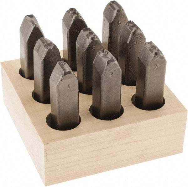 C.H. Hanson - 9 Piece, 5/8" Character Steel Stamp Set - Figures, Heavy Duty - Industrial Tool & Supply