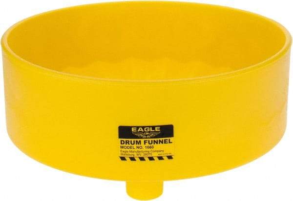 Eagle - 7" High x 18" Diam, Polyethylene, Drum Funnel - 30 to 55 Gal Drum/Pail Capacity - Industrial Tool & Supply