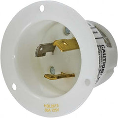 Locking Inlet: Inlet, Industrial, L5-30P, 125V, White Grounding, 30A, Nylon, 2 Poles, 3 Wire