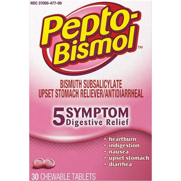 Pepto-Bismol - Original Flavor Medi-First Pain Relief Chewables - Antacids & Stomach Relief - Industrial Tool & Supply