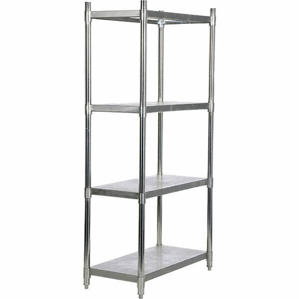 Vestil - 4 Shelf Steel Shelving - 600 Lb Capacity, 18" Wide x 36" High x 74" Deep, Stainless Steel - Industrial Tool & Supply