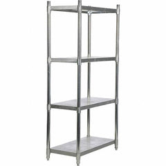 Vestil - 4 Shelf Steel Shelving - 600 Lb Capacity, 18" Wide x 36" High x 74" Deep, Stainless Steel - Industrial Tool & Supply