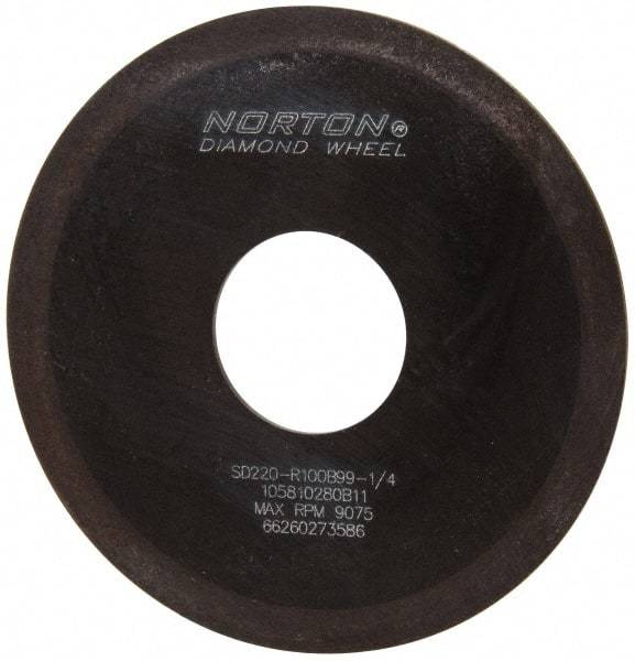 Norton - 4" Diam x 1-1/4" Hole x 1/16" Thick, 220 Grit Surface Grinding Wheel - Diamond, Type 1A1, Very Fine Grade, Resinoid Bond - Industrial Tool & Supply
