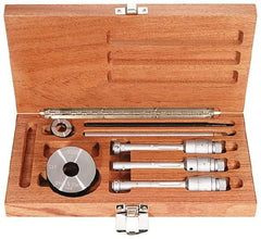 TESA Brown & Sharpe - 0.8 to 1.6", TiN Coated, Hole Mechanical Inside Micrometer Set - 0.0001 & 0.0002" Graduation, 6" Extension Rod Length, (1) Setting Ring Included - Industrial Tool & Supply