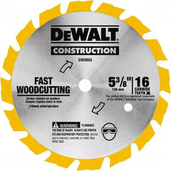 DeWALT - 5-3/8" Diam, 0.3937" Arbor Hole Diam, 16 Tooth Wet & Dry Cut Saw Blade - Tungsten Carbide-Tipped, Fast Cutting Action, Diamond Arbor - Industrial Tool & Supply