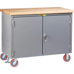 Little Giant - 3,000 Lb Capacity, 2 Shelf, 2 Door Mobile Workbench Cabinet - 36" Wide x 24" Deep x 38-3/4" High, Steel, Gray - Industrial Tool & Supply
