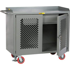 Little Giant - 3,600 Lb Capacity, 2 Shelf, 1 Drawer, 2 Door Mobile Cabinet Bench - 41" Wide x 24" Deep x 43" High, Steel, Gray - Industrial Tool & Supply