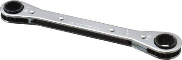 Proto - 1/2" x 9/16" 12 Point Ratcheting Box Wrench - Double End, 1-5/8" Head Diam x 1/2" Head Thickness, 6-3/4" OAL, Steel, Chrome Finish - Industrial Tool & Supply
