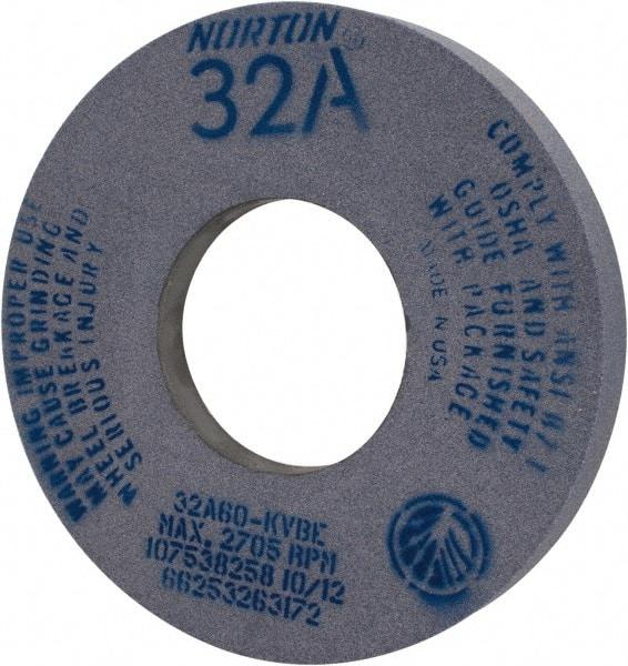 Norton - 12" Diam x 5" Hole x 1-1/2" Thick, K Hardness, 60 Grit Surface Grinding Wheel - Aluminum Oxide, Type 5, Medium Grade, 2,705 Max RPM, Vitrified Bond, One-Side Recess - Industrial Tool & Supply