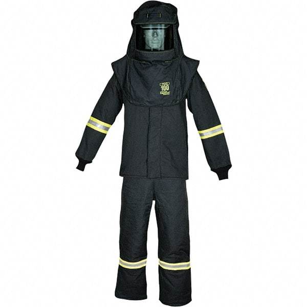 Oberon - Size 5XL, 4 HRC, 16.5 oz Arc Flash Clothing Kit - 100 cal per Sq cm, Hood Protection, Bib Overalls - Industrial Tool & Supply
