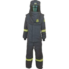 Oberon - Size S, 4 HRC, 18 oz Arc Flash Clothing Kit - 140 cal per Sq cm, Hood Protection, Bib Overalls - Industrial Tool & Supply